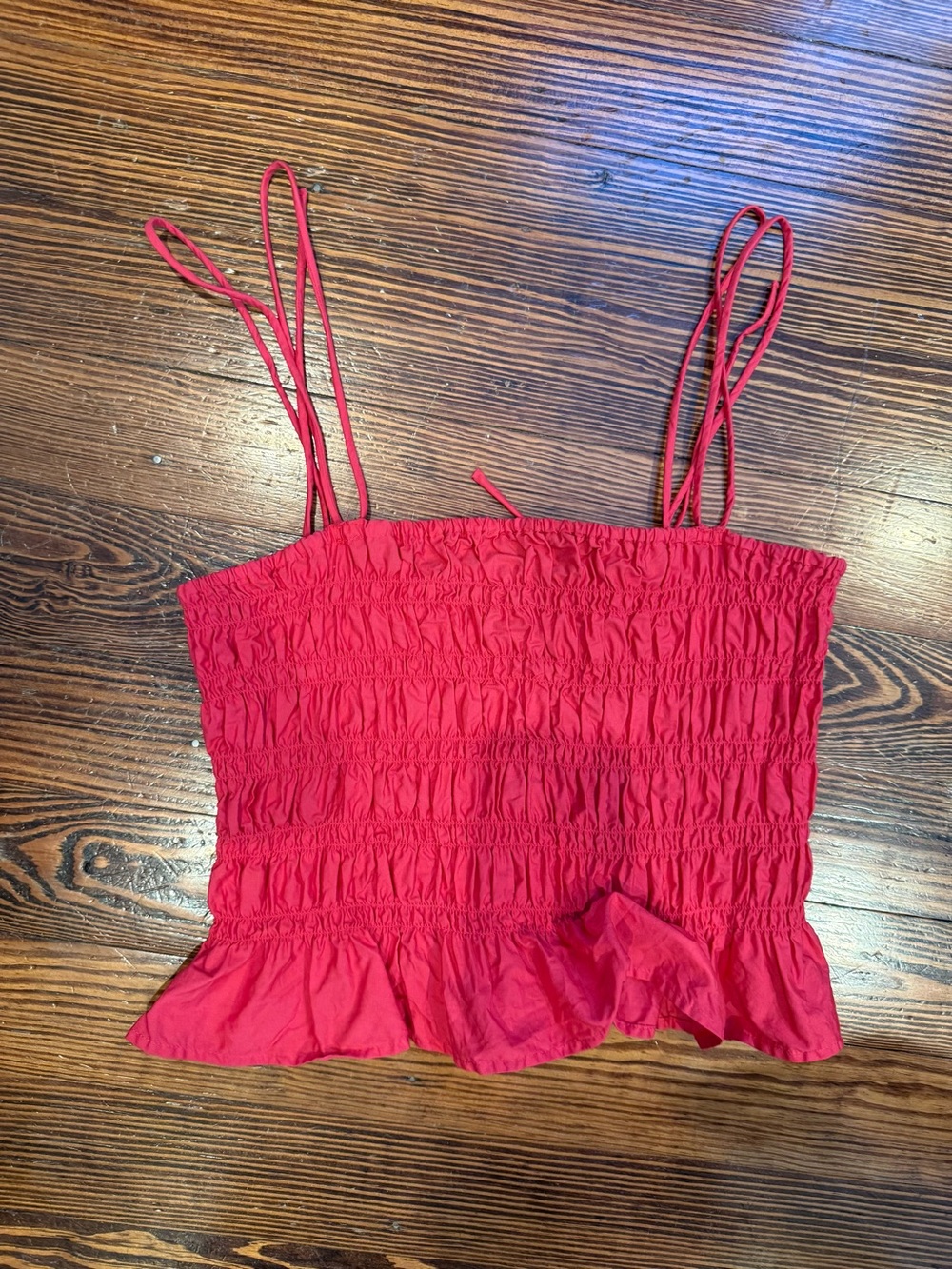 H&M Red Smocked Ruffle Camisole